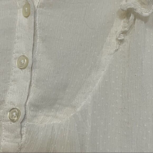 VTG Banana Republic Ivory Swiss Dot 100% Silk Chiffon Flutter Sleeveless Top S - Picture 4 of 12